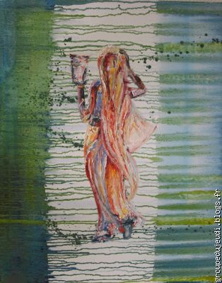 "la marche sur l'eau" huile sur toile, Simone B.