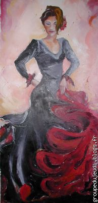 "danseuse de flamenco" Dominique, huile sur toile.