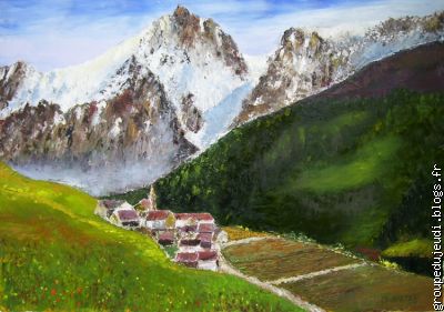 "La montagne 2", Michel Huile sur toile.