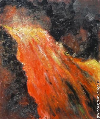 "eruption" huile a l'eau sur toile, Michel B.